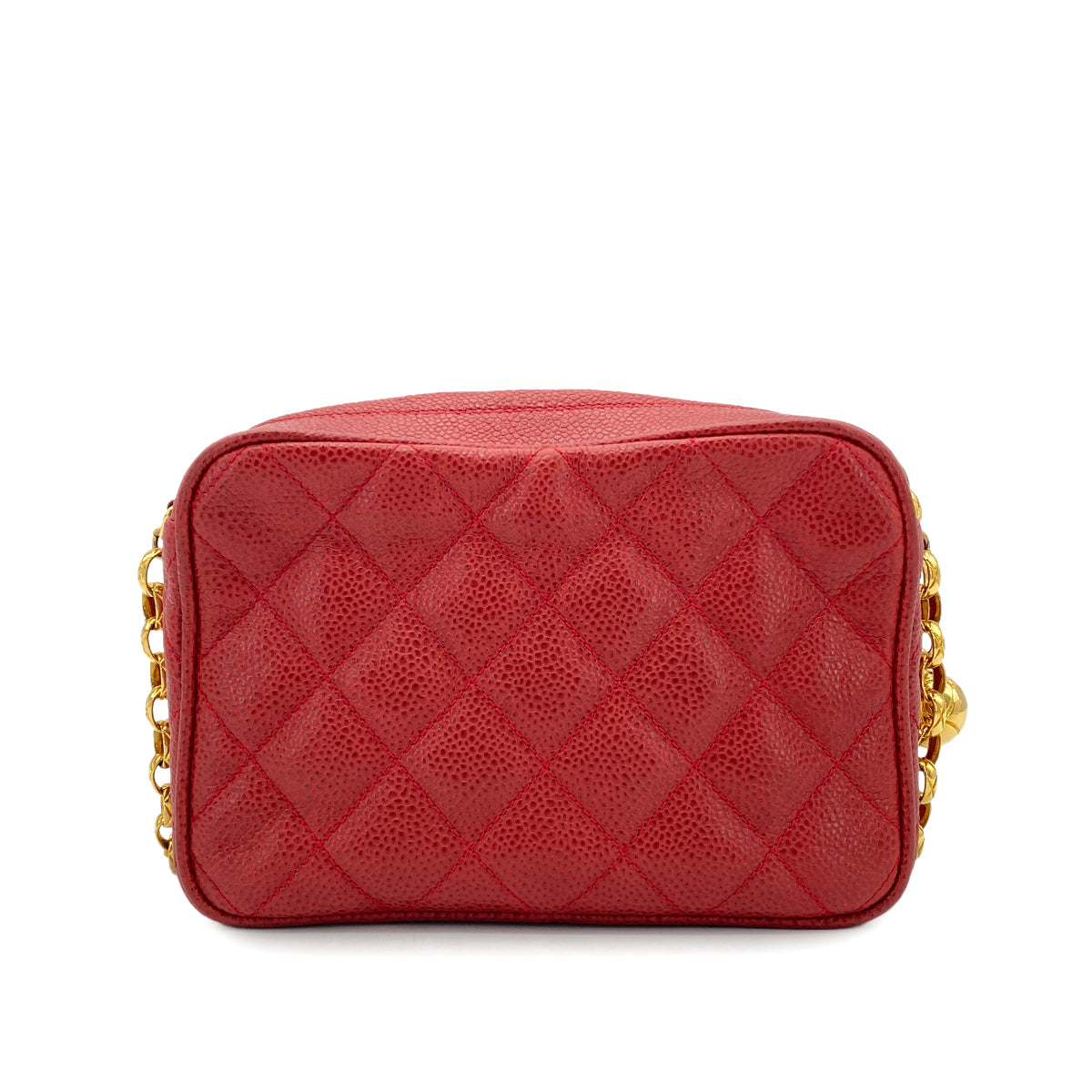 CHANEL VINTAGE MATELASSE BIJOU CHAIN SHOULDER BAG RED CAVIAR SKIN 90270868