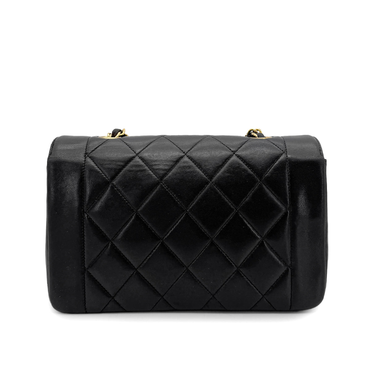 CHANEL VINTAGE DIANA SMALL CHAIN SHOULDER BAG BLACK LAMB SKIN 90270872