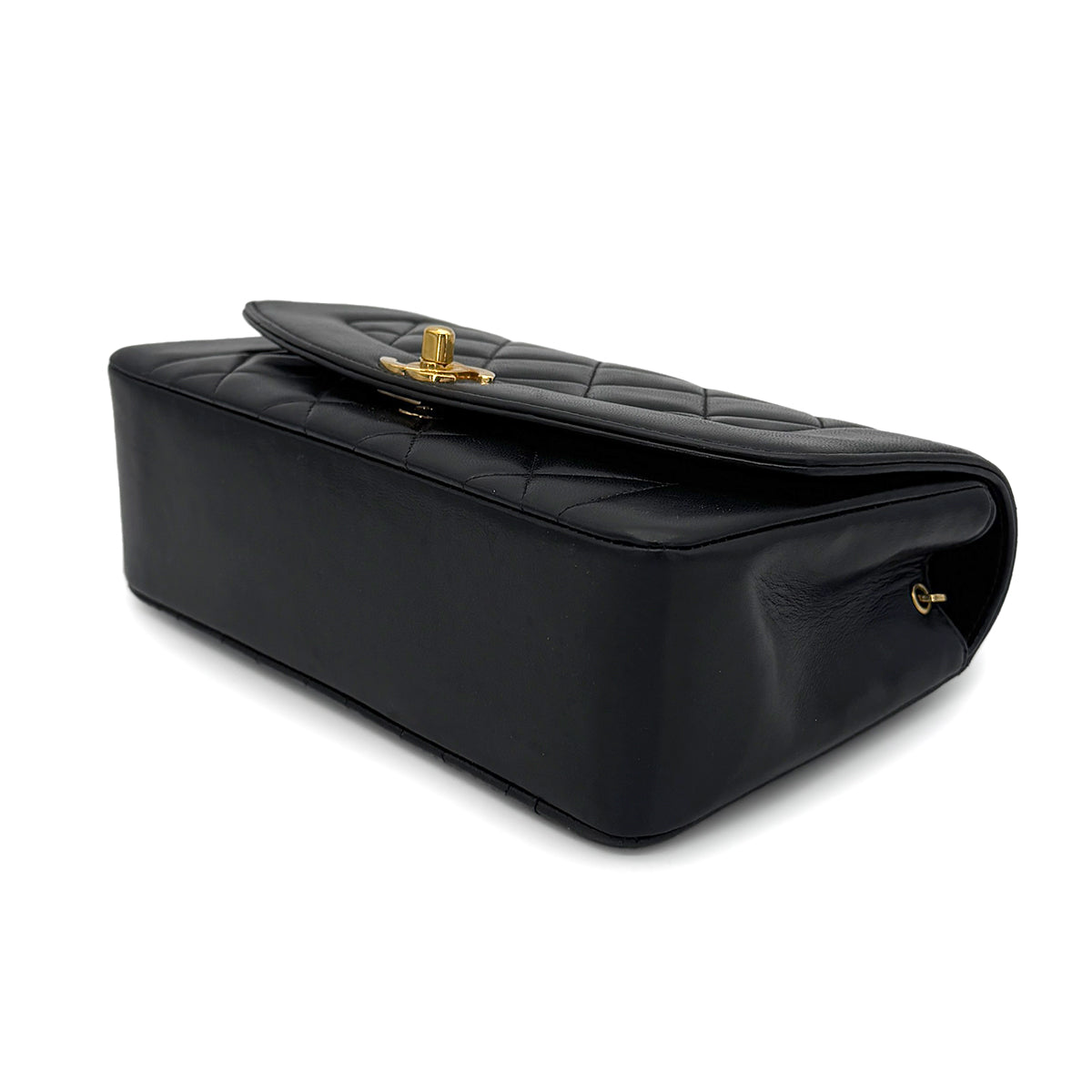 CHANEL VINTAGE DIANA SMALL CHAIN SHOULDER BAG BLACK LAMB SKIN 90270872