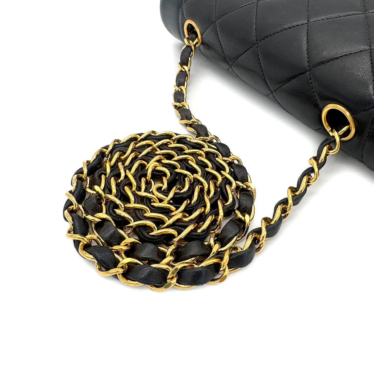 CHANEL VINTAGE DIANA SMALL CHAIN SHOULDER BAG BLACK LAMB SKIN 90270872