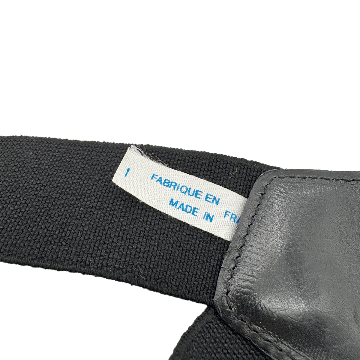 CHANEL VINTAGE SUSPENDER LOGO BLACK WHITE CANVAS LEATHER 90270878