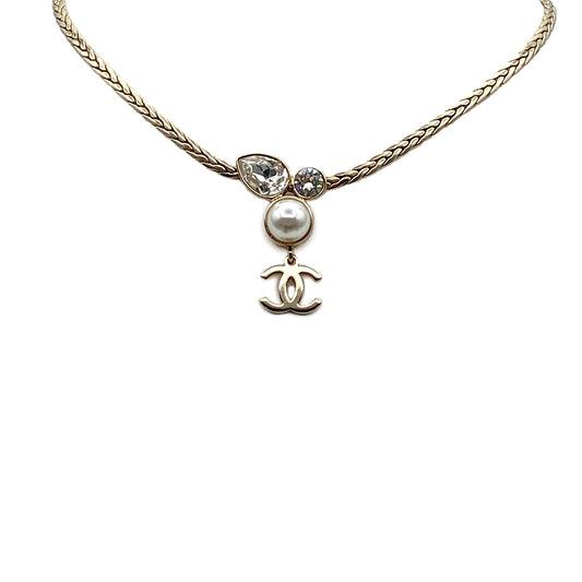 CHANEL NECKLACE COCOMARK RHINESTONE FAKEPEARL ACCESSORY A22C 90271294