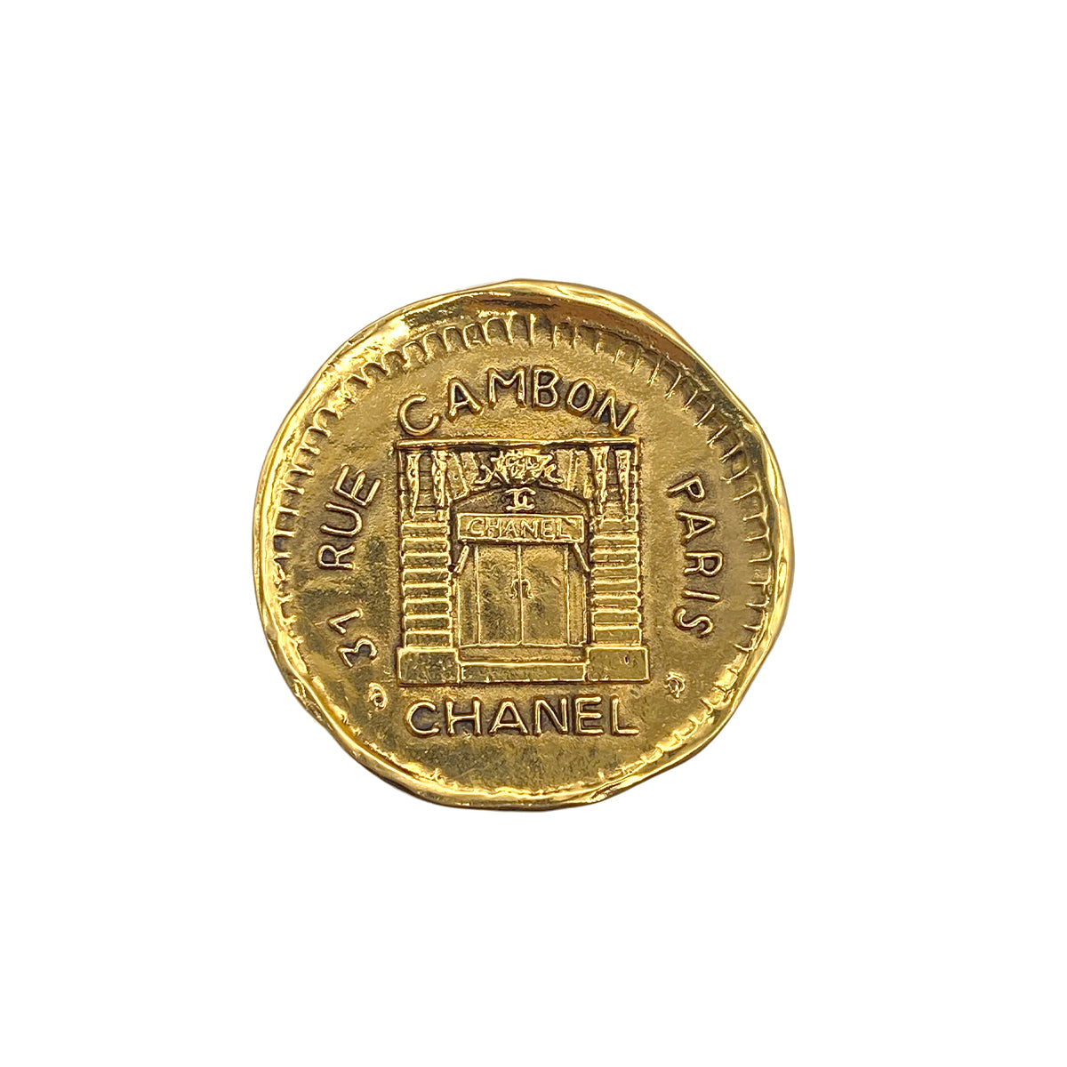 CHANEL VINTAGE CAMBON BROOCH GOLD ROUND ACCESSORY 90271303