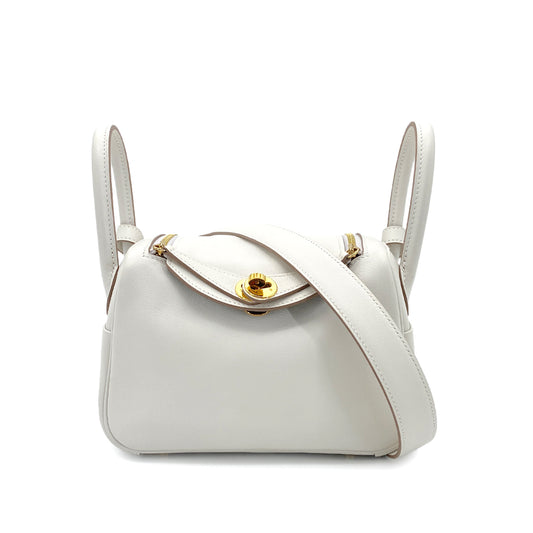 HERMES LINDY MINI 20 VERSO GRIS PERLE GRIS MEYER SWIFT SHOULDER BAG B GHW 90271383