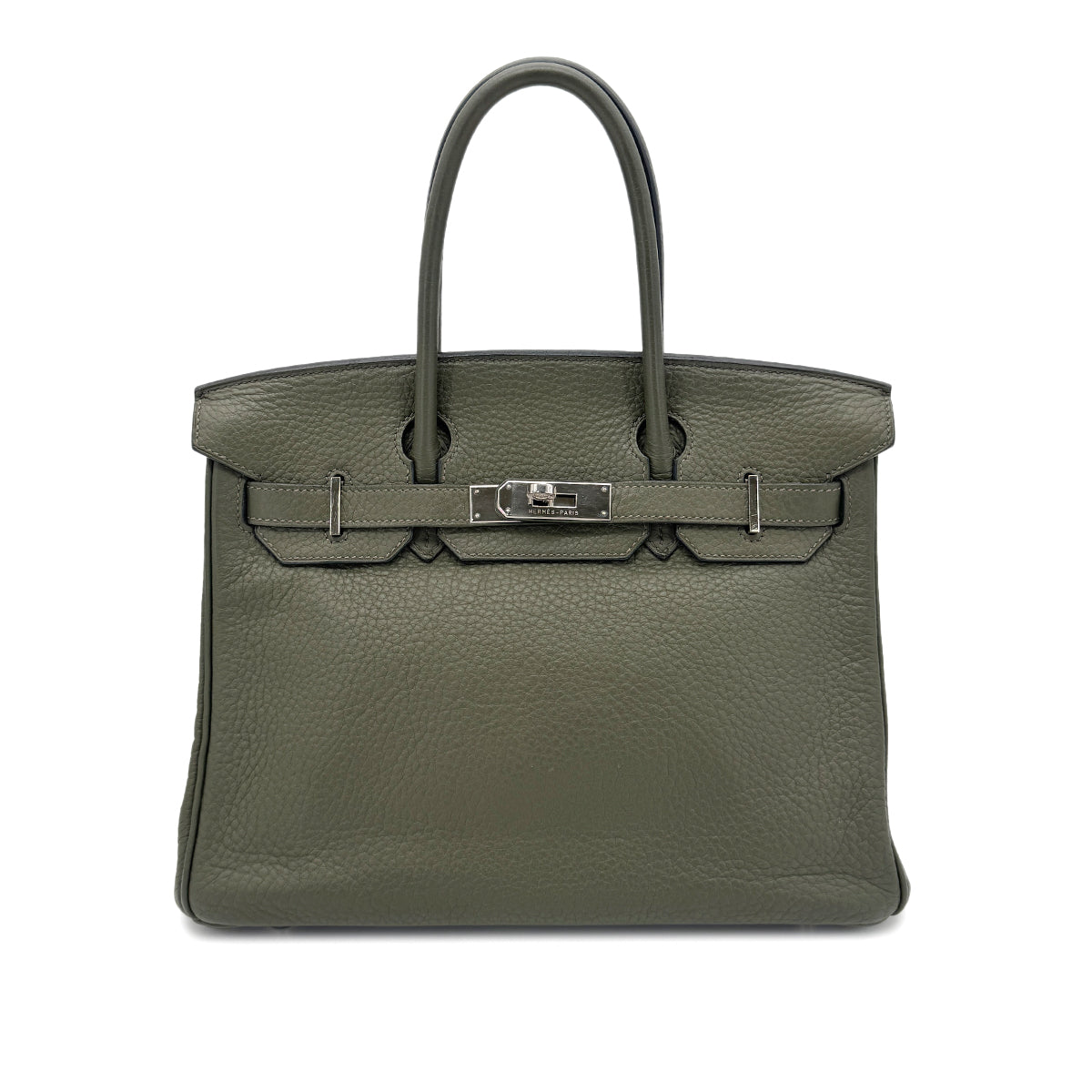 HERMES BIRKIN 30 VERT OLIVE TAURILLON CLEMENCE HAND BAG □J SHW 90271705