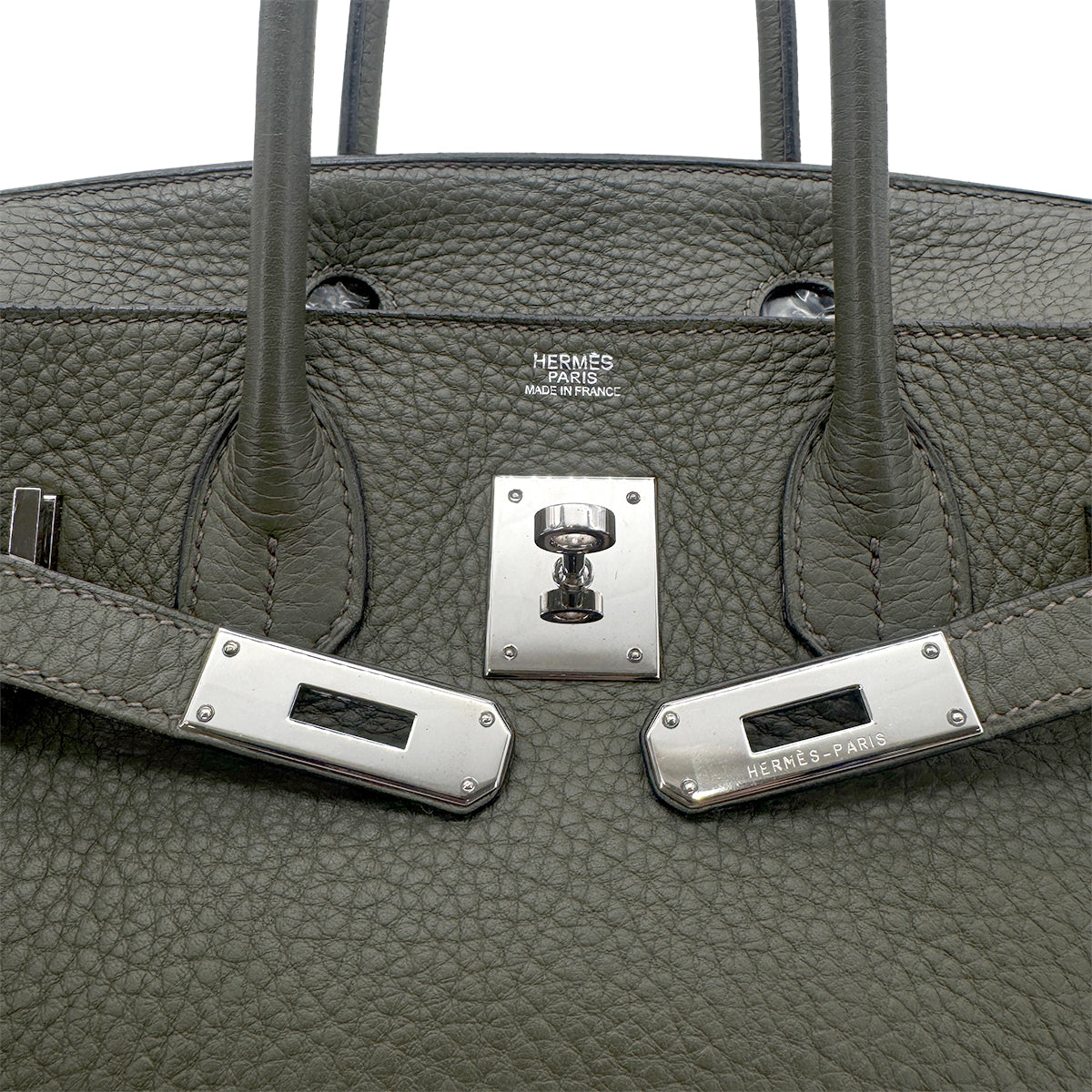 HERMES BIRKIN 30 VERT OLIVE TAURILLON CLEMENCE HAND BAG □J SHW 90271705