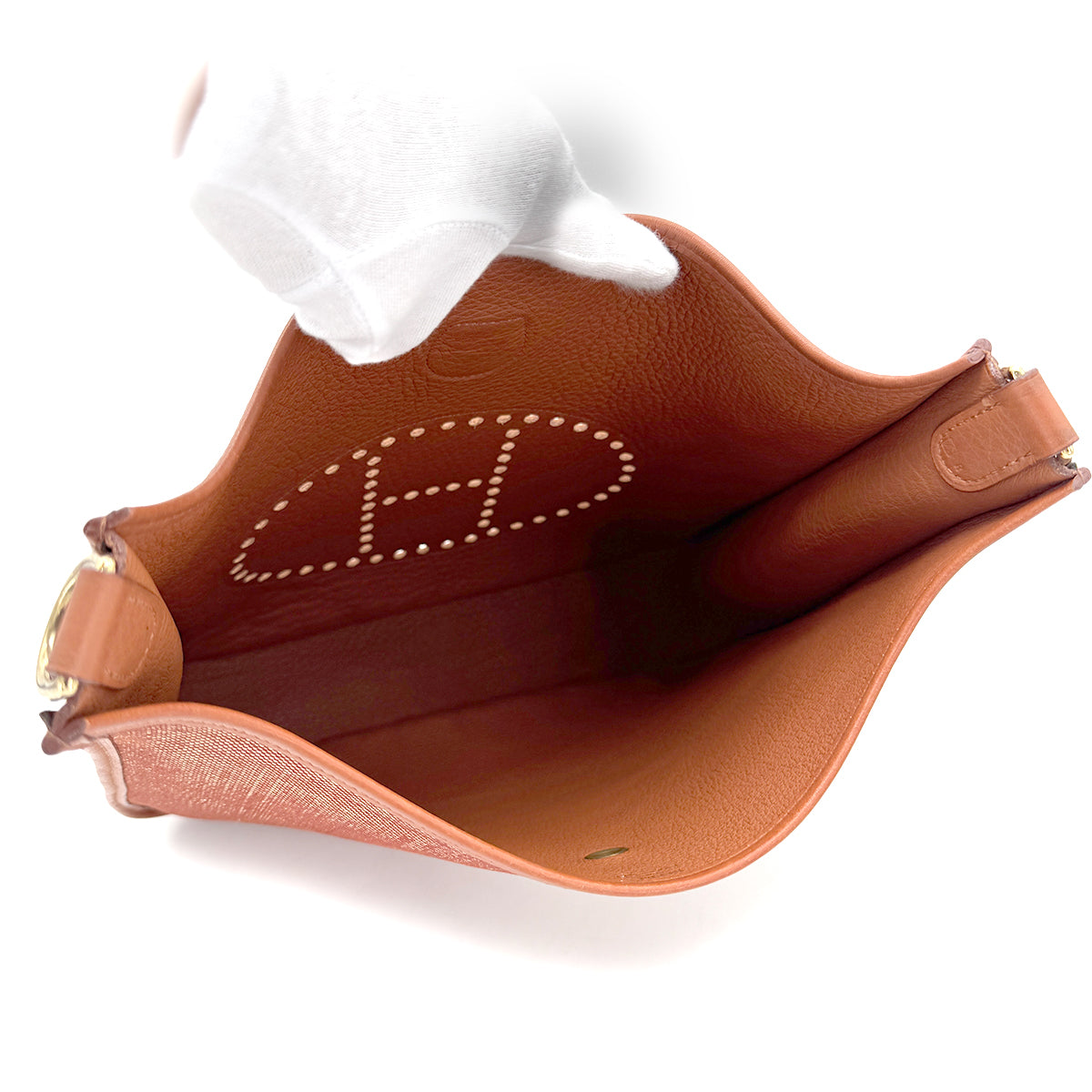 HERMES EVELYNE GM FAUVE TOILE H NEGONDA SHOULDER BAG □A 90271707