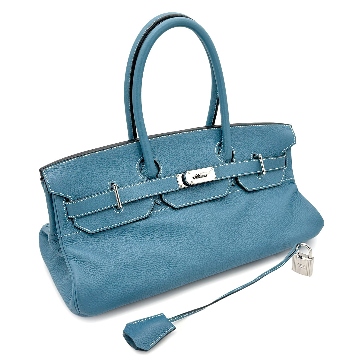 HERMES SHOULDER BIRKIN 42 BLUE JEAN TAURILLON CLEMENCE HAND BAG □J SHW 90271712