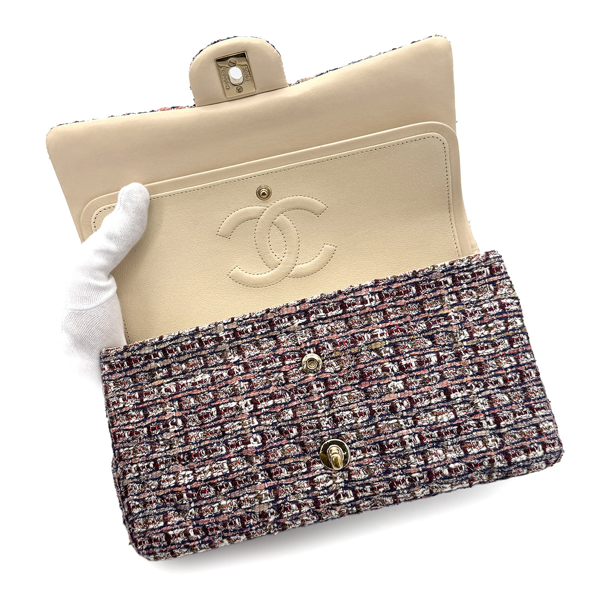 CHANEL CHAIN SHOULDER BAG PINK TWEED 90271716