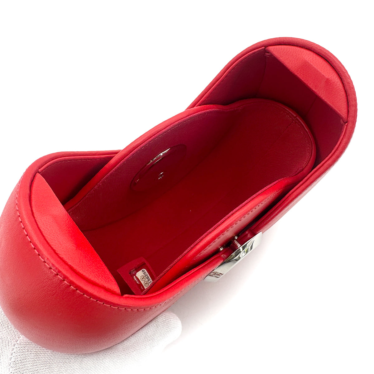 CHANEL ROUND CHAIN SHOULDER BAG RED LEATHER 90271723