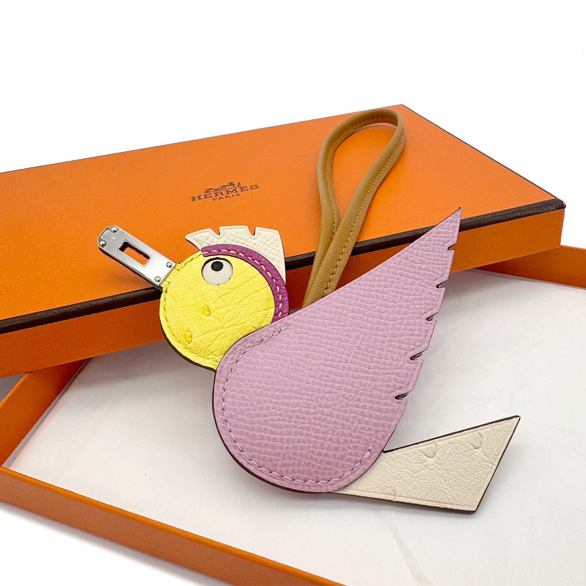 HERMES BAG CHARM BIRDY TOUCH BIRD MAUVE SYLVESTRE NATURAL JAUNE CITRON MAGNOLIA NATA VEAU EPSOM OSTRICH AGNEAU MILO SHW W 90271733