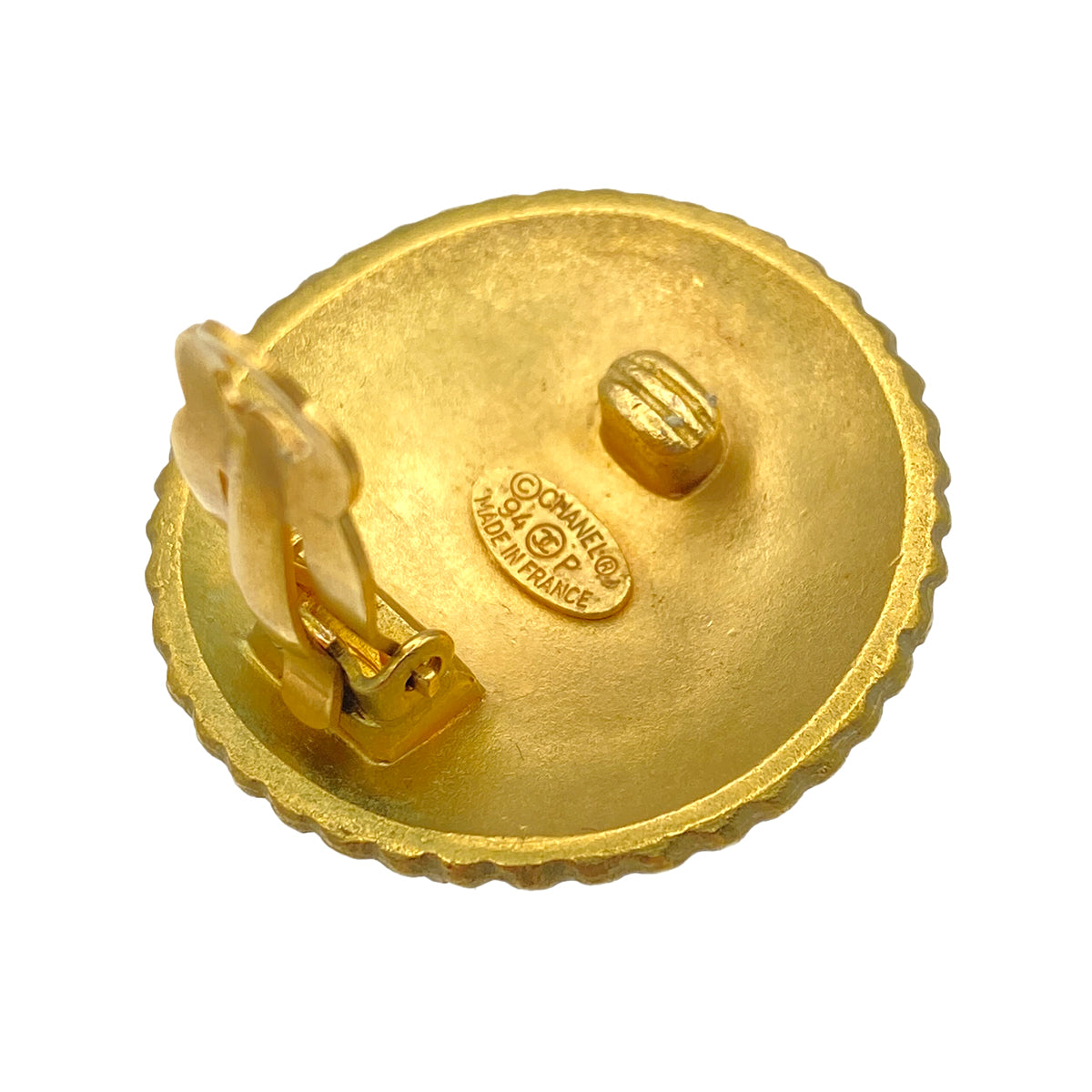 CHANEL VINTAGE EARRINGS LOGO ROUND ACCESSORY 94P 90271741