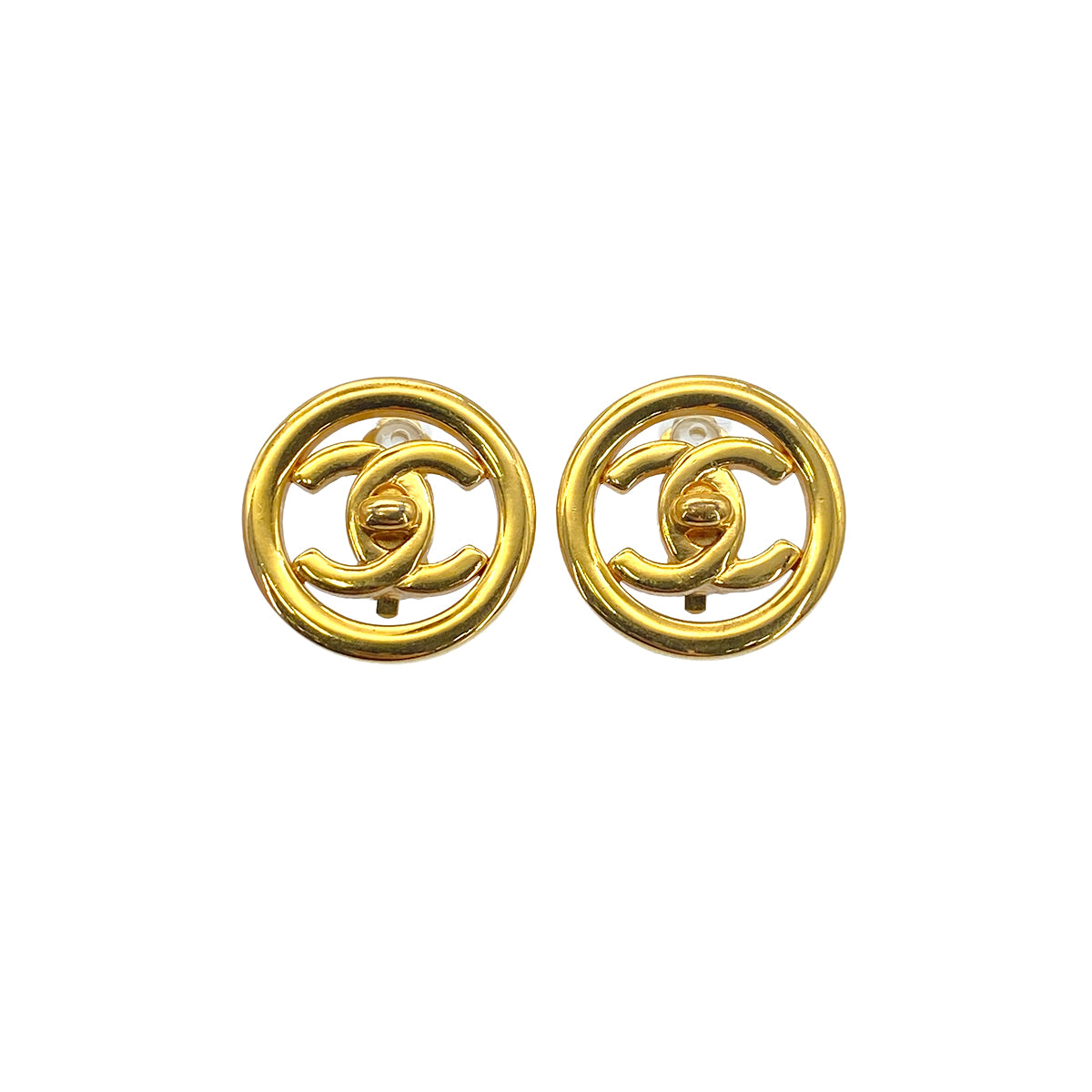 CHANEL VINTAGE EARRINGS TURN LOCK ACCESSORY 97P 90271747