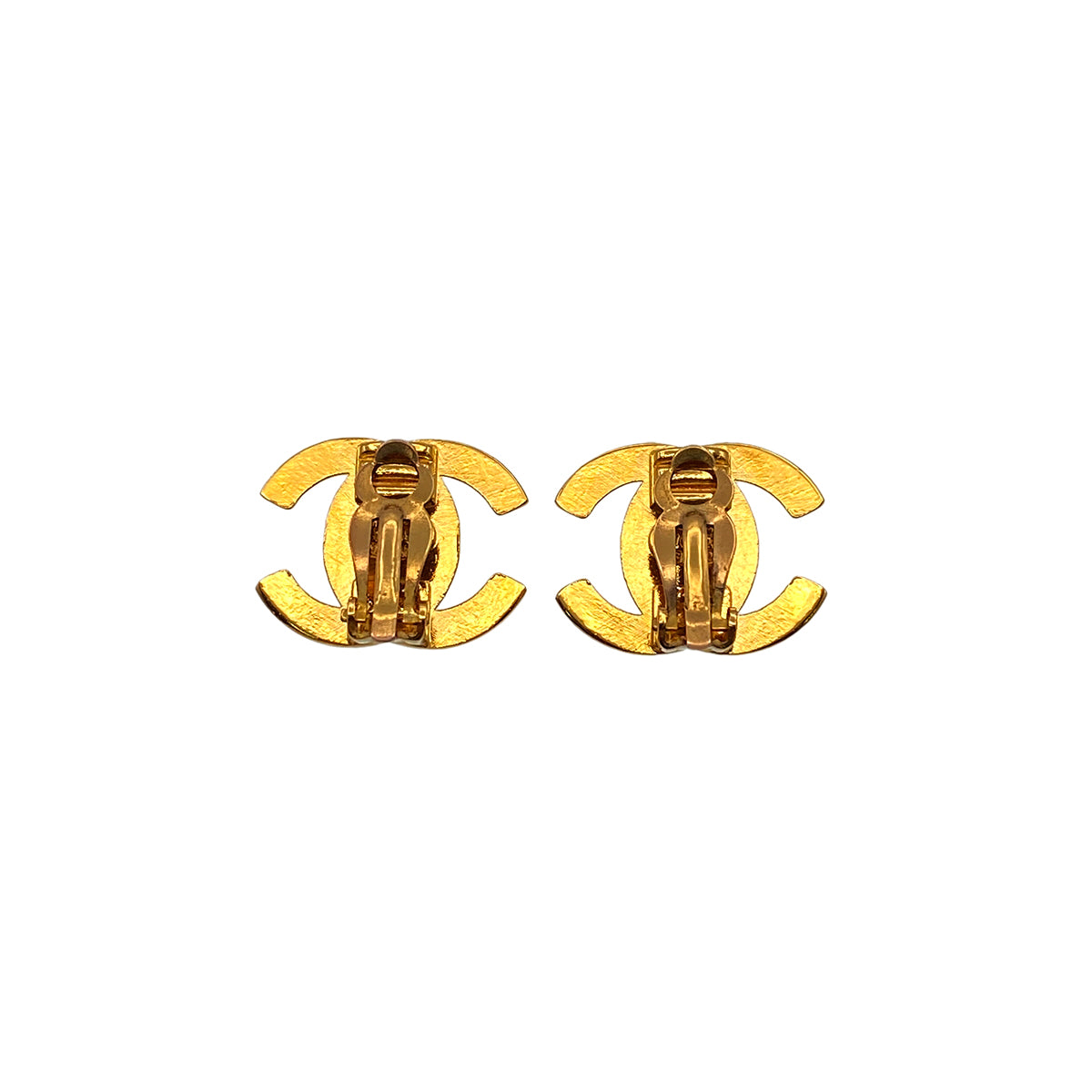 CHANEL VINTAGE EARRINGS TURN LOCK GOLD ACCESSORY 95A 90271753