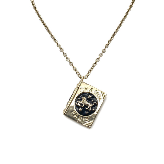 CHANEL NECKLACE BOOK MOTIF COCOMARK LION ACCESSORY B22C 90271783