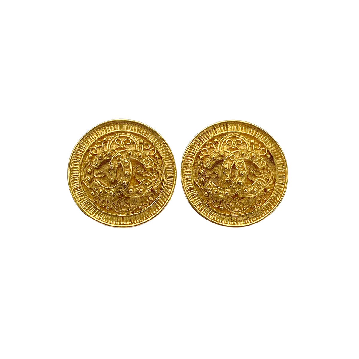 CHANEL VINTAGE EARRINGS COCOMARK ROUND ACCESSOR 94A 90271790