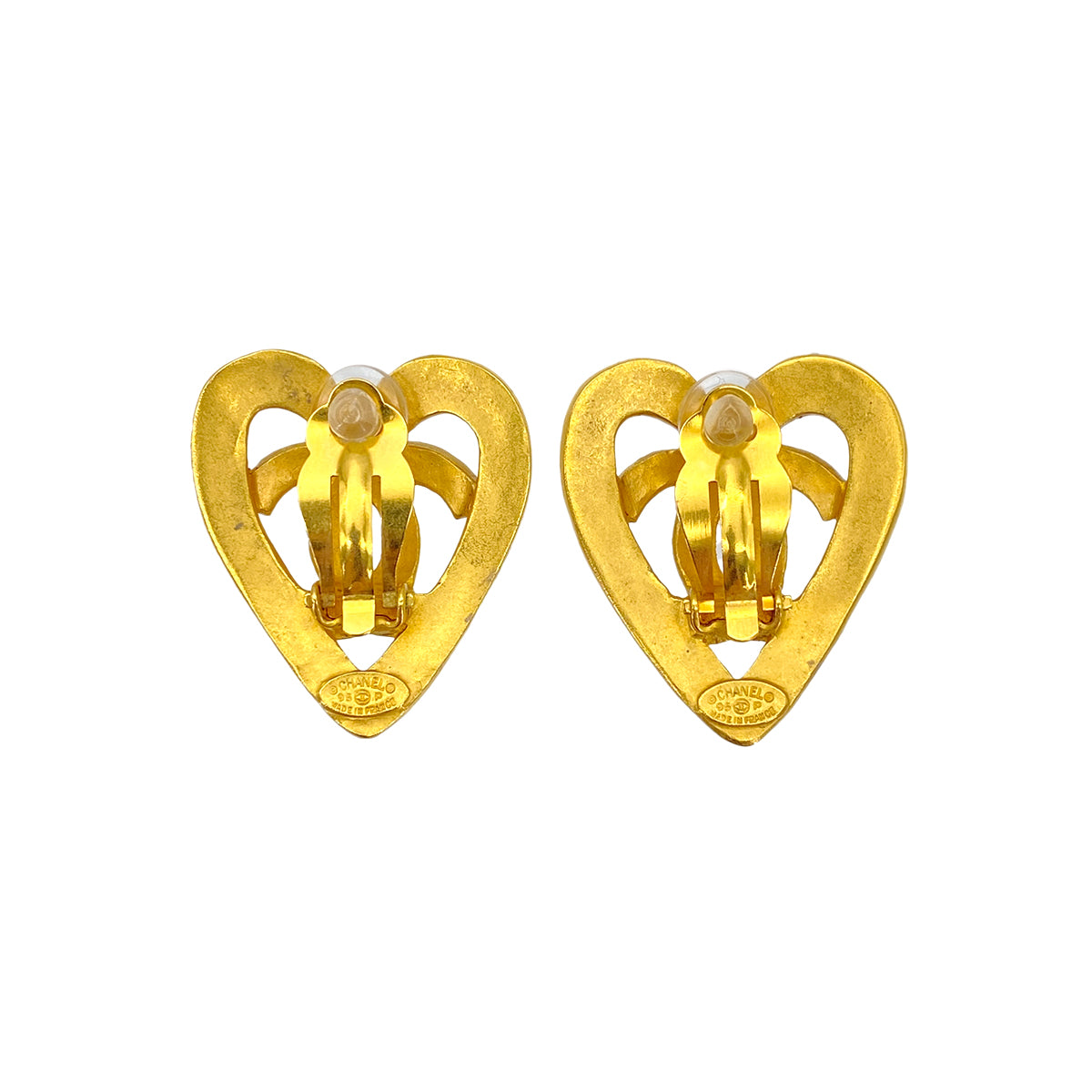 CHANEL VINTAGE EARRINGS HEART COCOMARK ACCESSORY 95P 90271834