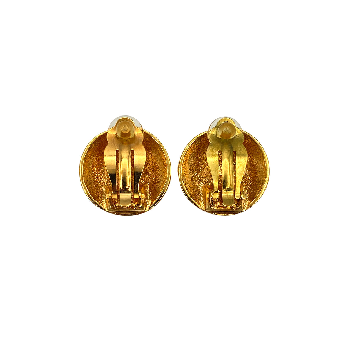 CHANEL VINTAGE EARRINGS COCOMARK ROUND GOLD ACCESSORY 96A 90271850