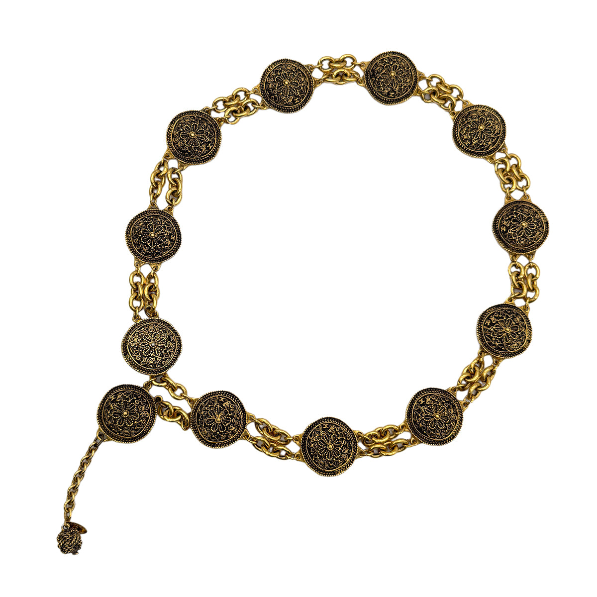 CHANEL VINTAGE CHAIN BELT COCOMARK FLOWER MEDALLION ACCESSORY 90271851