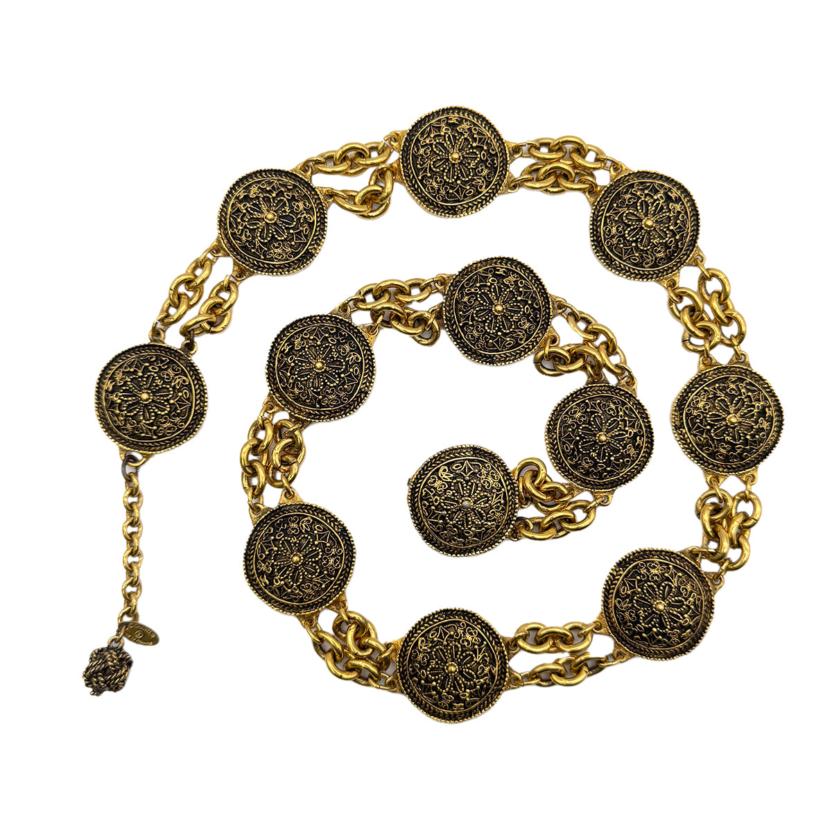 CHANEL VINTAGE CHAIN BELT COCOMARK FLOWER MEDALLION ACCESSORY 90271851