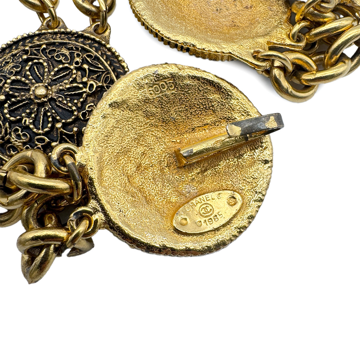 CHANEL VINTAGE CHAIN BELT COCOMARK FLOWER MEDALLION ACCESSORY 90271851
