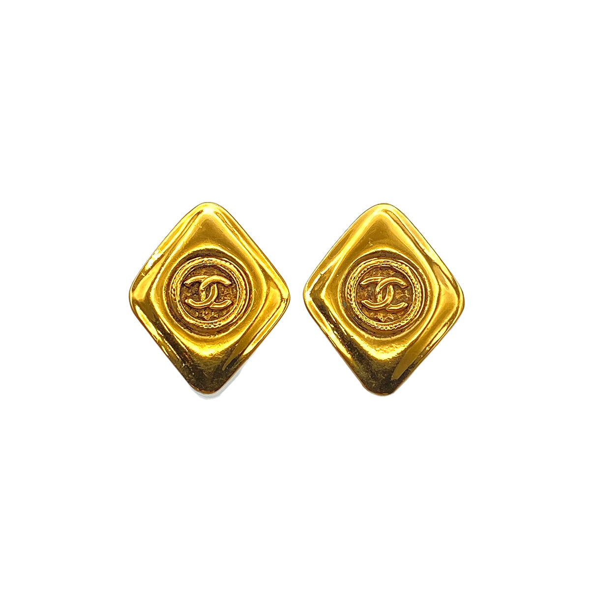CHANEL VINTAGE EARRINGS COCOMARK DIAMOND GOLD ACCESSORY 90271872