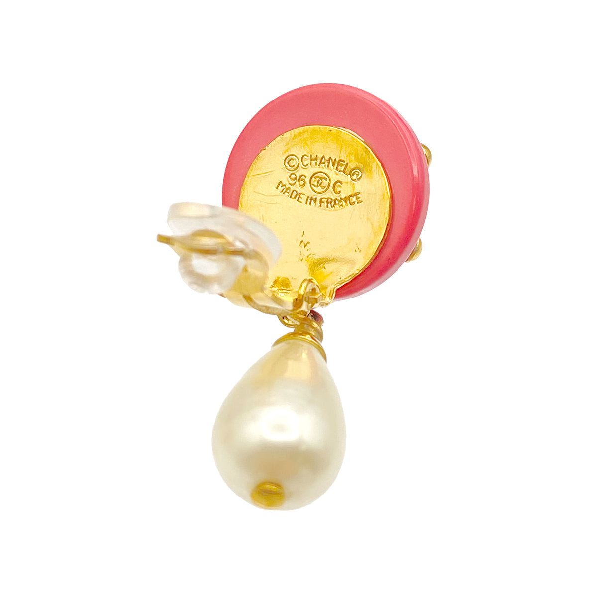 CHANEL VINTAGE EARRINGS COCOMARK FAUX PEARL ACCESSORY 96C 90271881
