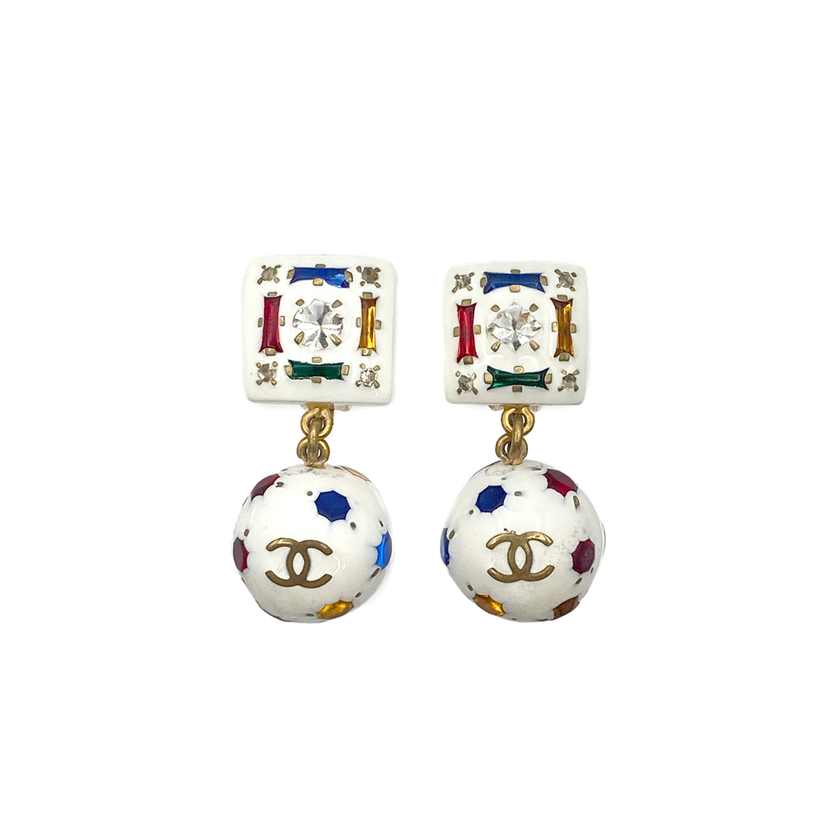 CHANEL VINTAGE EARRINGS COCOMARK SOCCER BALL ACCESSORY 98P 90271885