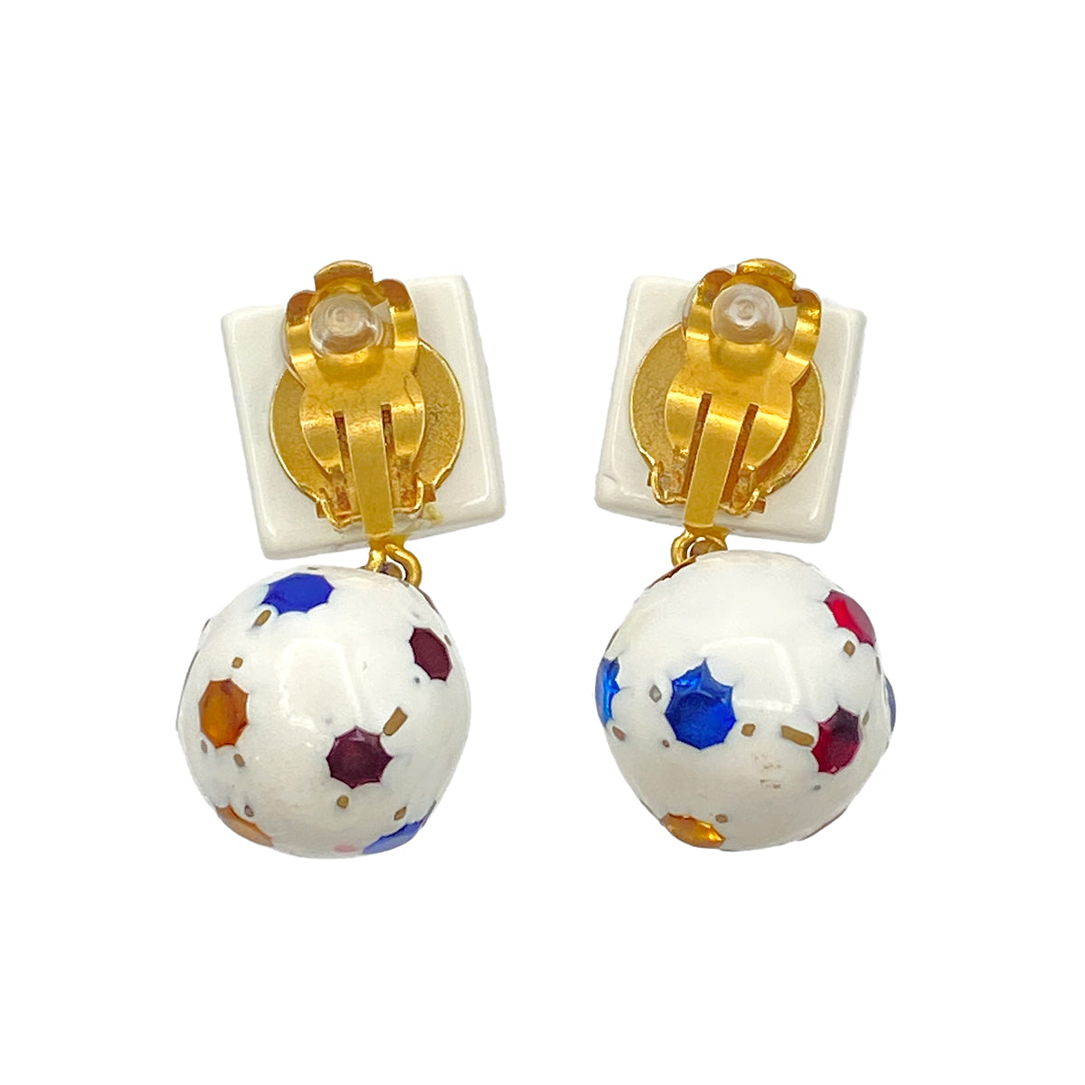CHANEL VINTAGE EARRINGS COCOMARK SOCCER BALL ACCESSORY 98P 90271885