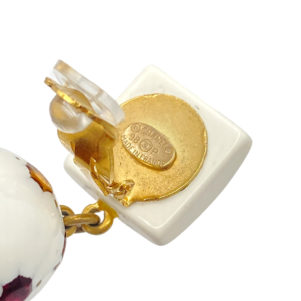 CHANEL VINTAGE EARRINGS COCOMARK SOCCER BALL ACCESSORY 98P 90271885
