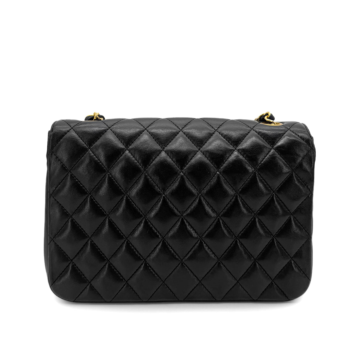 CHANEL VINTAGE HALF MOON CHAIN SHOULDER BAG BLACK LAMB SKIN 90271897