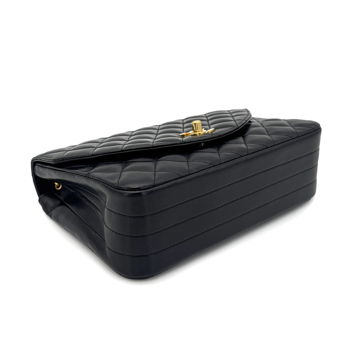 CHANEL VINTAGE HALF MOON CHAIN SHOULDER BAG BLACK LAMB SKIN 90271897