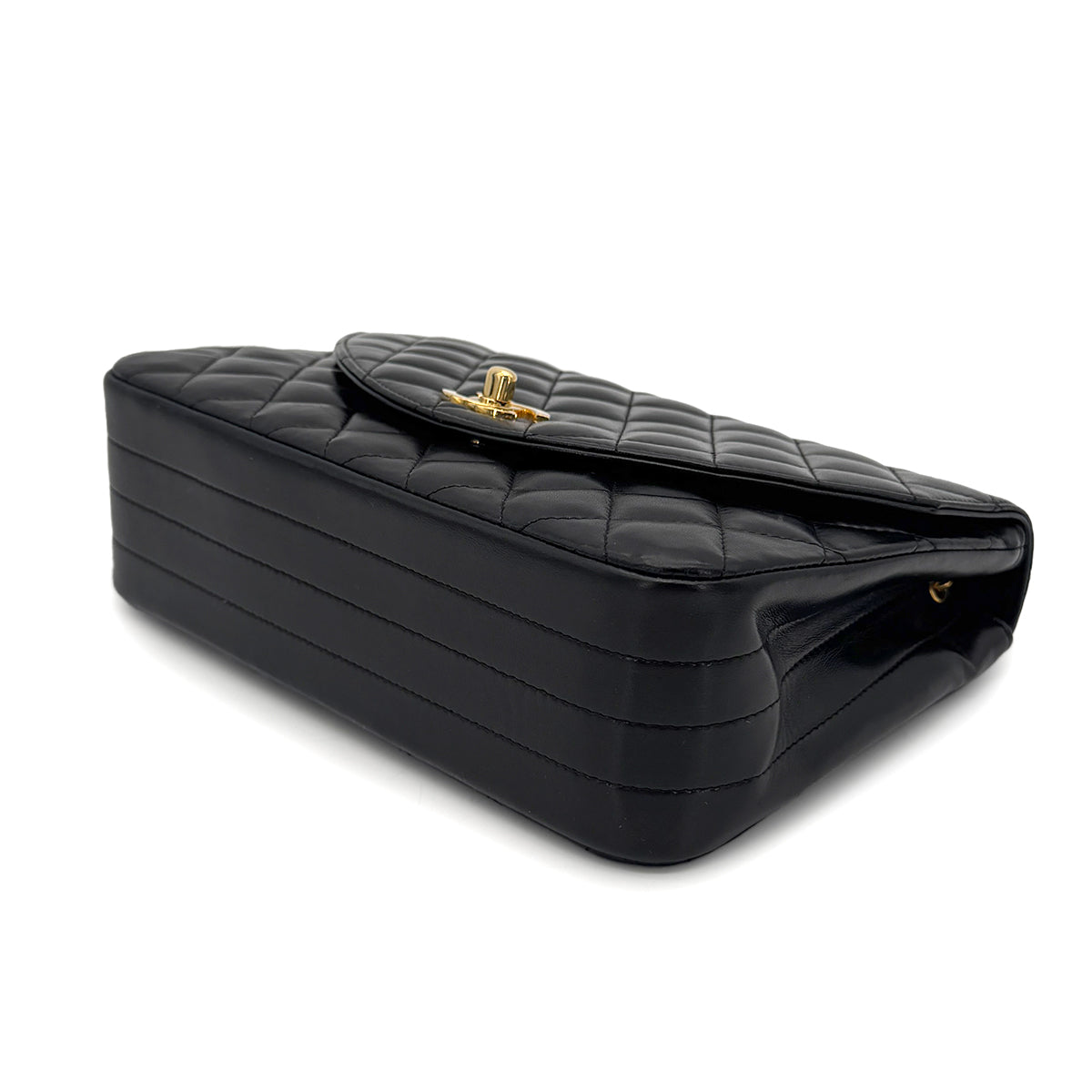 CHANEL VINTAGE HALF MOON CHAIN SHOULDER BAG BLACK LAMB SKIN 90271897