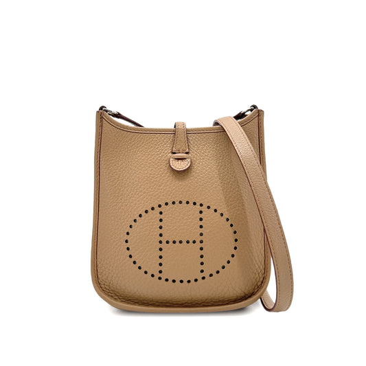 HERMES EVELYNE TPM TABAC CAMEL TAURILLON CLEMENCE SHOULDER BAG □O 90271905