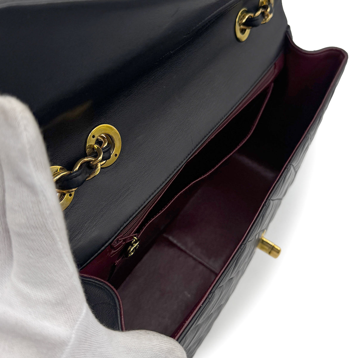 CHANEL VINTAGE MAXI MATELASSE 34 CHAIN SHOULDER BAG BLACK LAMB SKIN 90271908