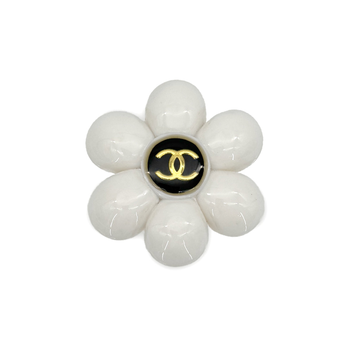 CHANEL VINTAGE COCOMARK BROOCH CAMELLIA WHITE ACCESSORY 96P 90271918