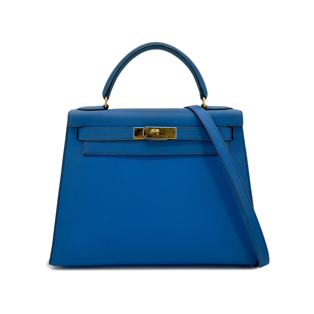 HERMES KELLY 28 SELLIER BLUE FRANCE COUCHEVEL HAND SHOULDER BAG 〇X GHW 90271927