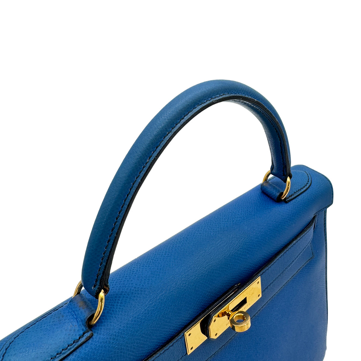 HERMES KELLY 28 SELLIER BLUE FRANCE COUCHEVEL HAND SHOULDER BAG 〇X GHW 90271927