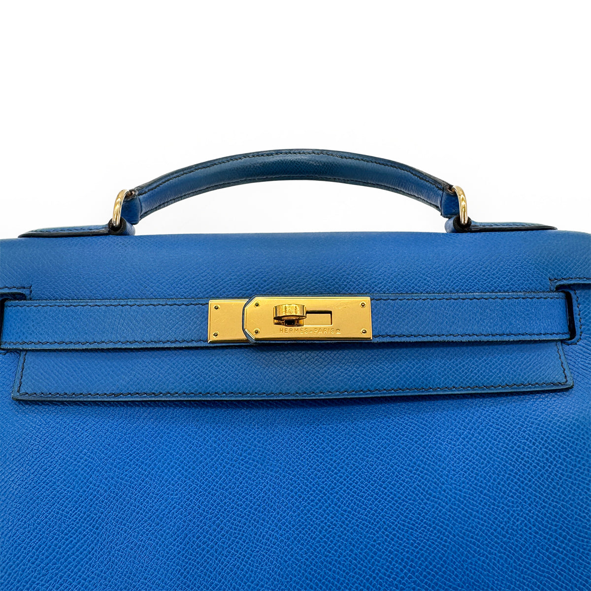HERMES KELLY 28 SELLIER BLUE FRANCE COUCHEVEL HAND SHOULDER BAG 〇X GHW 90271927