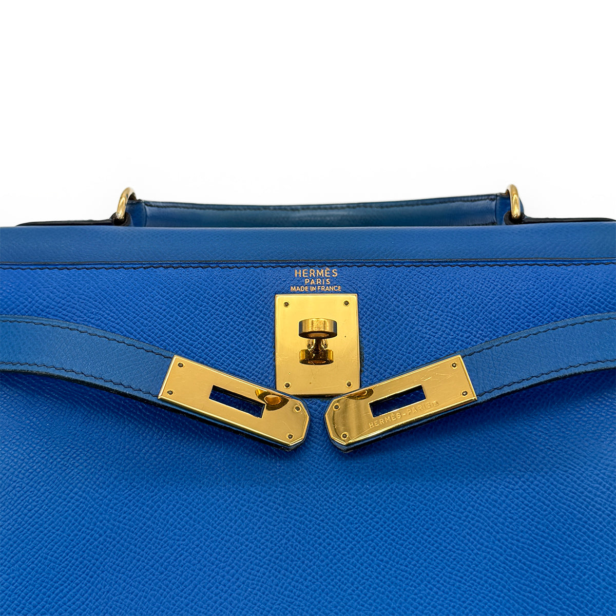 HERMES KELLY 28 SELLIER BLUE FRANCE COUCHEVEL HAND SHOULDER BAG 〇X GHW 90271927