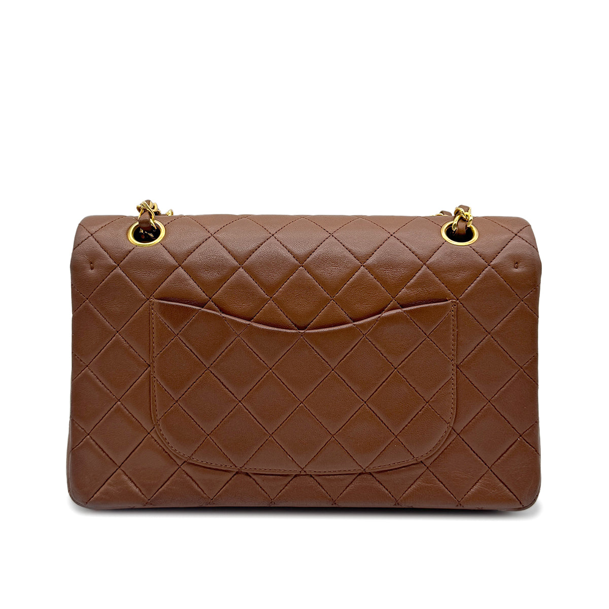 CHANEL VINTAGE CLASSIC FLAP MEDIAM CHAIN SHOULDER BAG BROWN LAMB SKIN 90271937