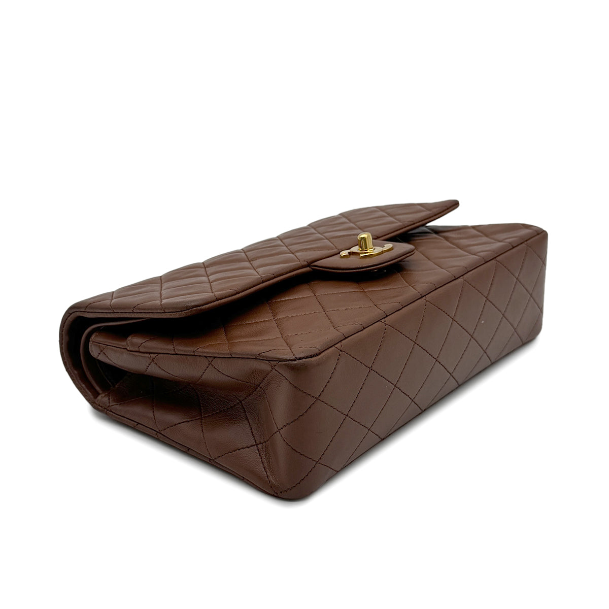 CHANEL VINTAGE CLASSIC FLAP MEDIAM CHAIN SHOULDER BAG BROWN LAMB SKIN 90271937