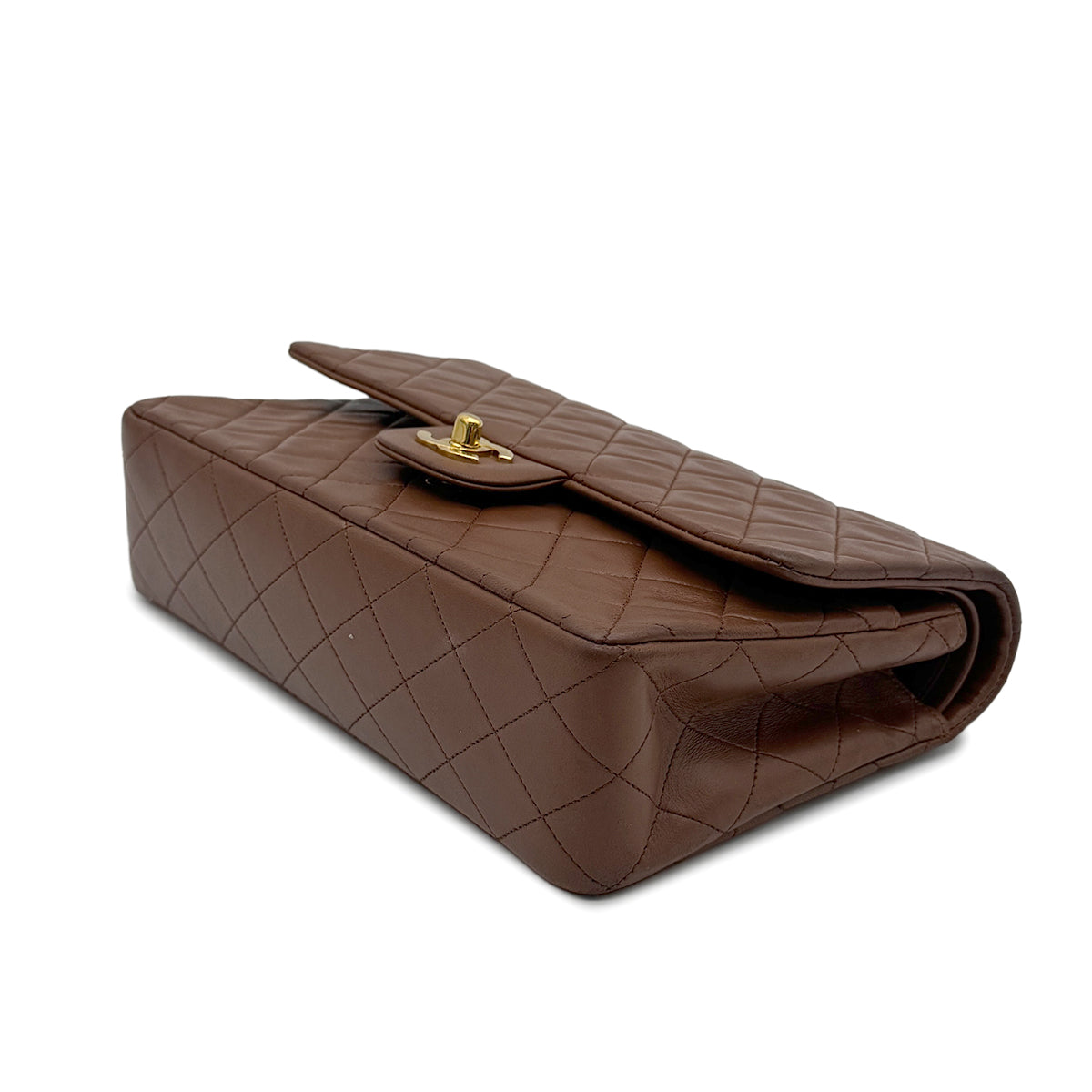 CHANEL VINTAGE CLASSIC FLAP MEDIAM CHAIN SHOULDER BAG BROWN LAMB SKIN 90271937