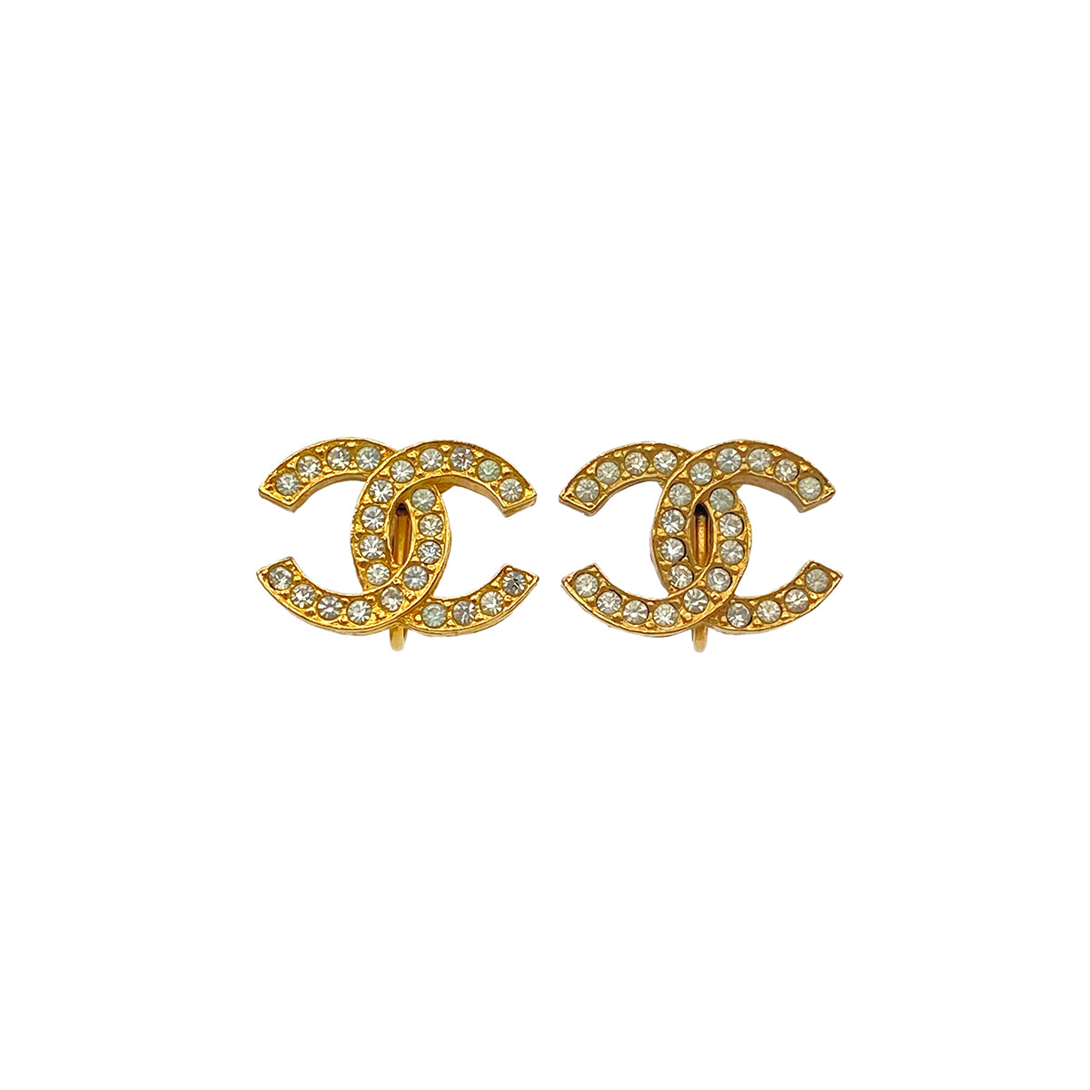 CHANEL VINTAGE EARRINGS COCOMARK RHINESTONE ACCESSORY 90271944