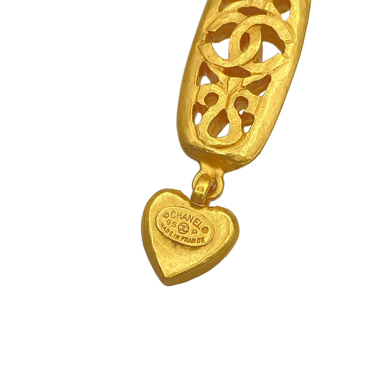 CHANEL VINTAGE EARRINGS COCOMARK HEART SWING ACCESSORY 95P 90271953