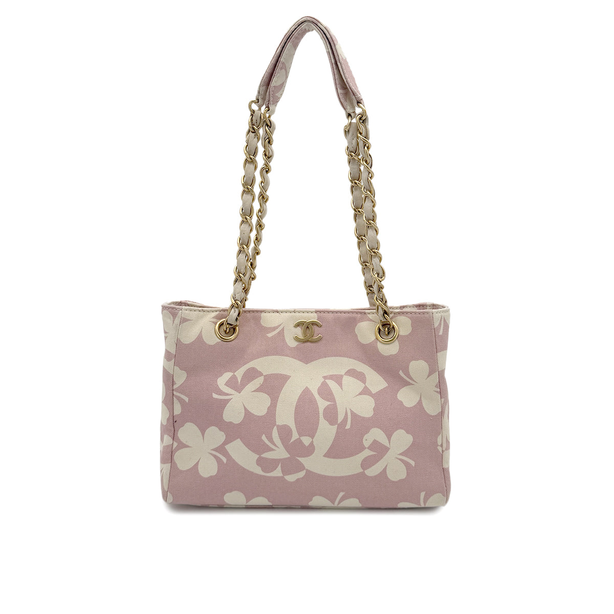 CHANEL VINTAGE COCOMARK CLOVER CHAIN SHOULDER BAG PINK CANVAS 90271965
