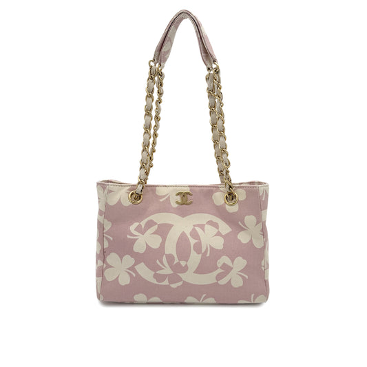 CHANEL VINTAGE COCOMARK CLOVER CHAIN SHOULDER BAG PINK CANVAS 90271965
