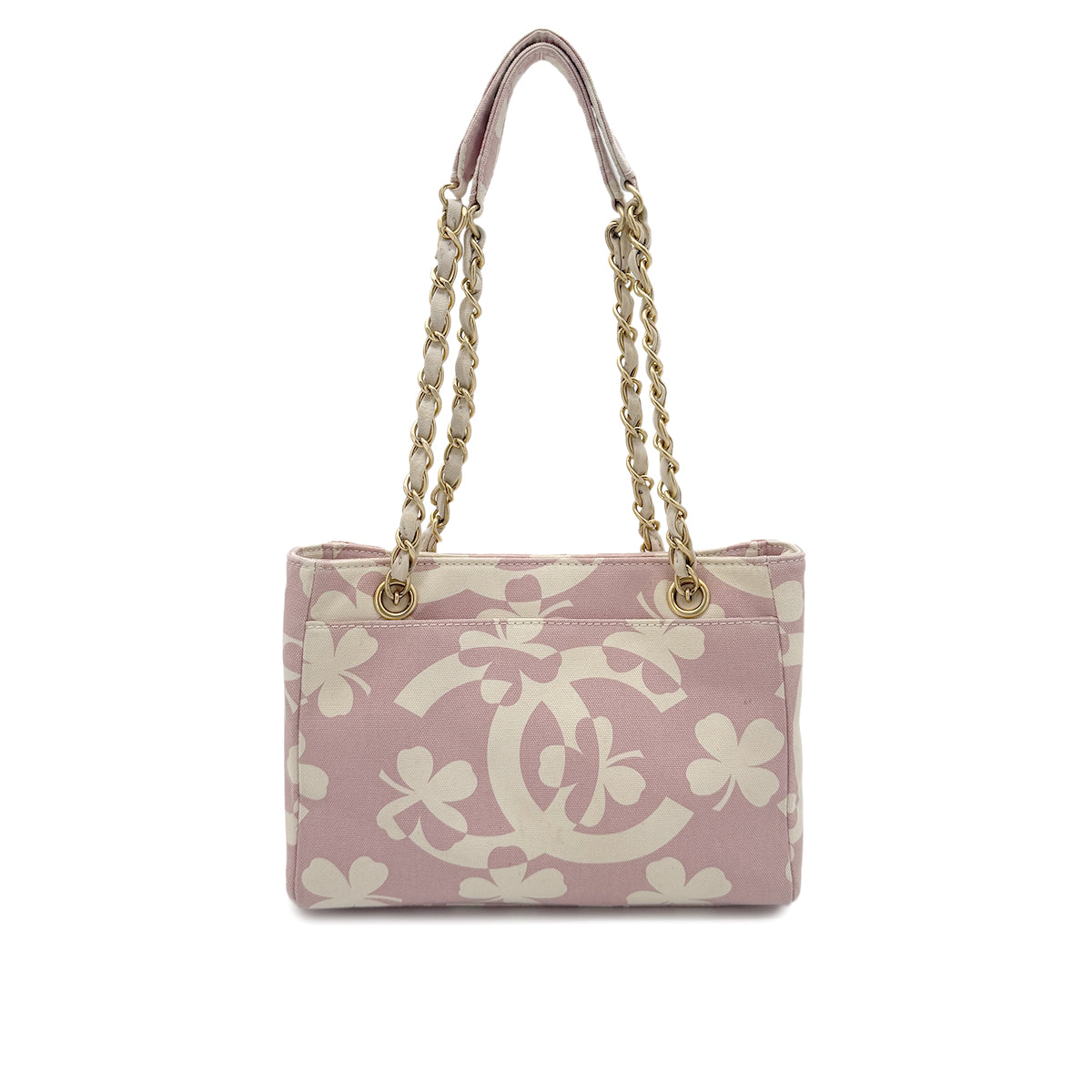 CHANEL VINTAGE COCOMARK CLOVER CHAIN SHOULDER BAG PINK CANVAS 90271965
