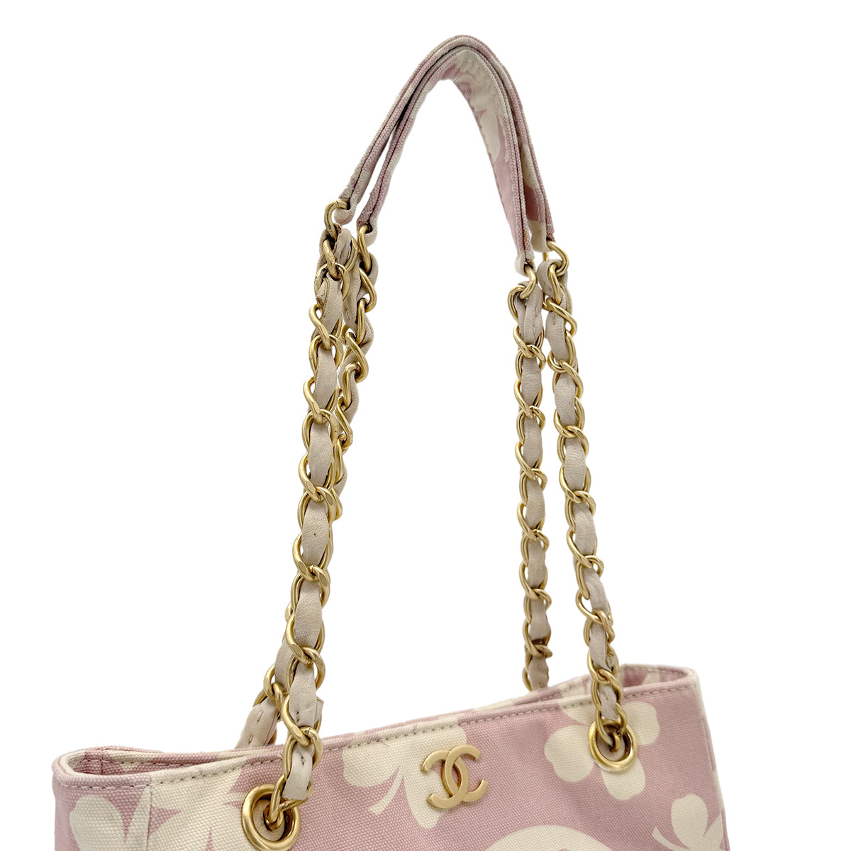 CHANEL VINTAGE COCOMARK CLOVER CHAIN SHOULDER BAG PINK CANVAS 90271965