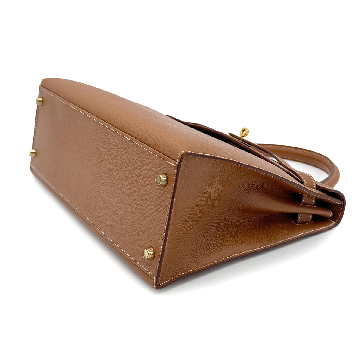 HERMES KELLY 32 SELLIER GOLD COUCHVEL HAND SHOULDER BAG □B 90271967